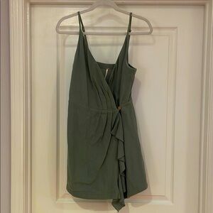 Free People Green Wrap Tie Front Mini Dress